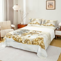 Castle Fairy Teens Women Men Kawaii Xmas Snowman 4Pcs Bed Sheets,Merry Christmas Tree King Sheets,Happy New Year Super Cozy Sheet Set,Super Cozy Room Decor