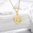 thumbnail image 2 of Giorgio Bergamo Stainless Steel Yellow Gold Plated Zodiac, Astrology, Horoscope, Constellation Cubic Zirconia Amulet Disc Pendant Mens Womens Necklace, Free Micro Fiber Cloth, Aquarius, Gold, 2 of 7