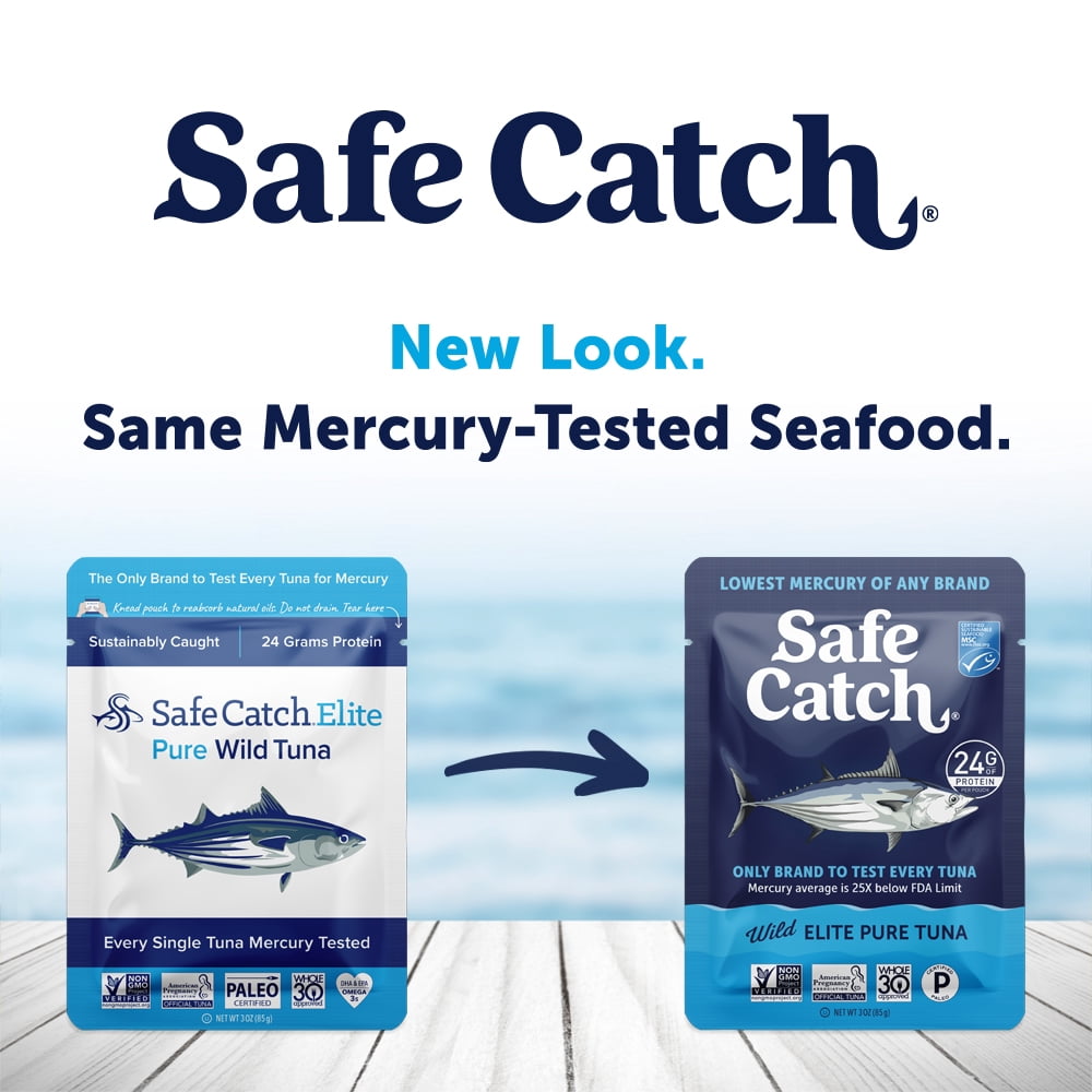 (6 pack) Safe Catch Elite Wild Pure Tuna, 3 oz Pouch – Mercury Tested, High-Protein Ready-to-Eat Tuna