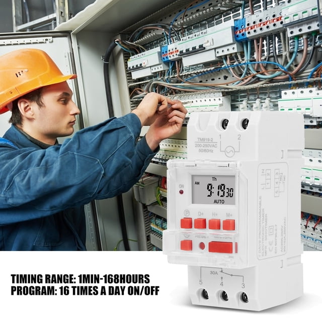 TM919B-2 30A Din Rail Weekly Programable Digital Timer Relay Switch (220V)