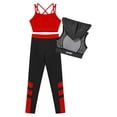 thumbnail image 4 of YONGHS Kids Girls Hip Hop Jazz Dance Outfits Athletic Gym Fitness Sportswear Gymnastics Suit Red 12, 4 of 7