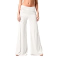 thumbnail image 2 of Inglocry Fold Over Low Waisted Pants Flared Y2K Fold Over Sweatpants Plisse Yoga Strechy Casual Wide Leg Foldover Sweats 2000S White S, 2 of 6