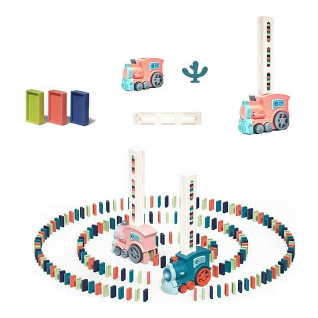 Automatic Domino Train Model Toy Blocks Building Stacking Toy Gift For Kids Boys Girls
