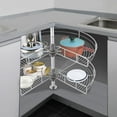 thumbnail image 4 of 28" 2-Shelf Kidney Shaped Lazy Susan Kitchen Cabinet Base Corner Organizer Rack, 4 of 12