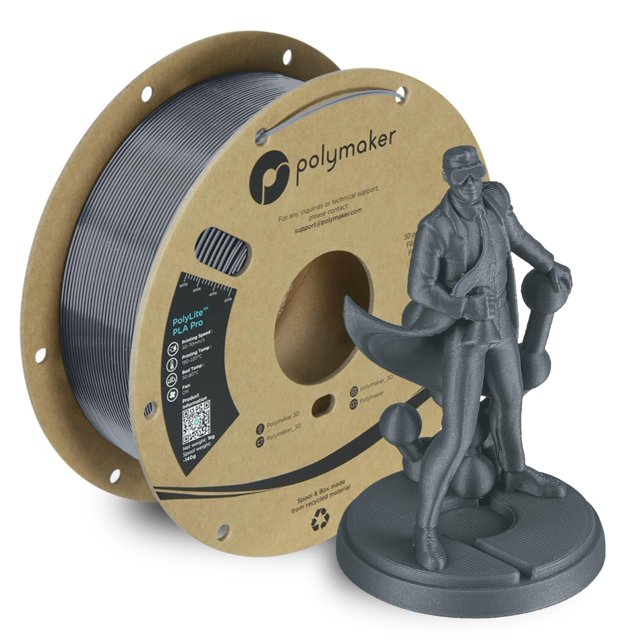 Filamento Polymaker PLA PRO de 1,75 mm (1 kg), resistente y de alta rigidez, con acabado cromado metálico. Filamento PolyLite PLA PRO para impresora 3D de 1,75 mm. Imprime con la mayoría de impresoras