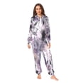 thumbnail image 2 of 1 Piece Adult Onesie Pajamas Cozy & Loose-Fit Sleepsuit Loungewear with Pockets Light Purple and Black Floral Large, 2 of 7