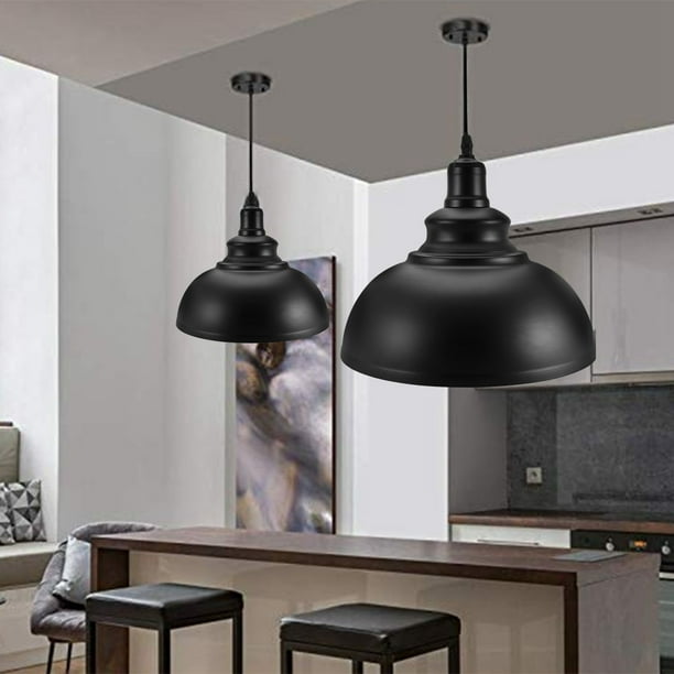 Lámpara E27 Lámparas De Metal Lámpara Colgante De Techo Lámpara Colgante Accesorio De Sombra Negro