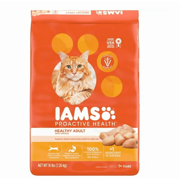 Iams ProActive Health Adult Indoor/Outdoor Healthy Original Chicken Formula Dry Cat Food 16 lb
