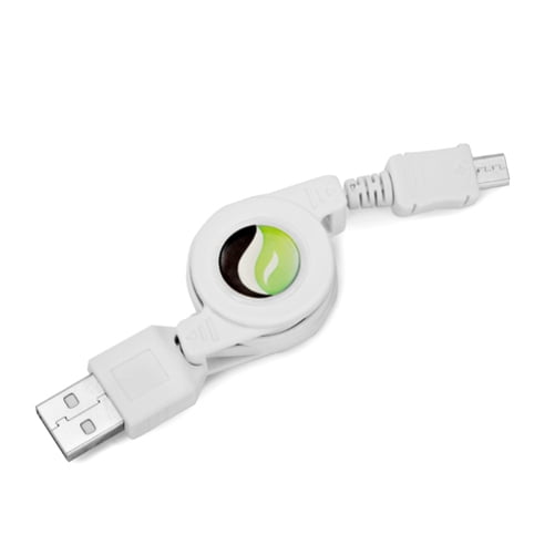 Retractable USB Cable for Moto E (2020) - MicroUSB Charger Power Cord Sync Wire Fast Charge White Y1P Compatible With Motorola Moto E (2020)