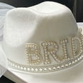 thumbnail image 4 of White Bride Cowgirl Hat with Veil Shinning Rhinestone Bride Letter Wedding Decor, 4 of 9