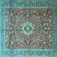 thumbnail image 1 of Ahgly Company Indoor Square Medallion Light Blue Traditional Area Rugs, 5' Square, 1 of 4