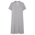 thumbnail image 6 of yillto Women Nightshirts Buttons down Nightgown Short Sleeve V Neck Sleepwear Pajamas Dress with Pockets, 6 of 7