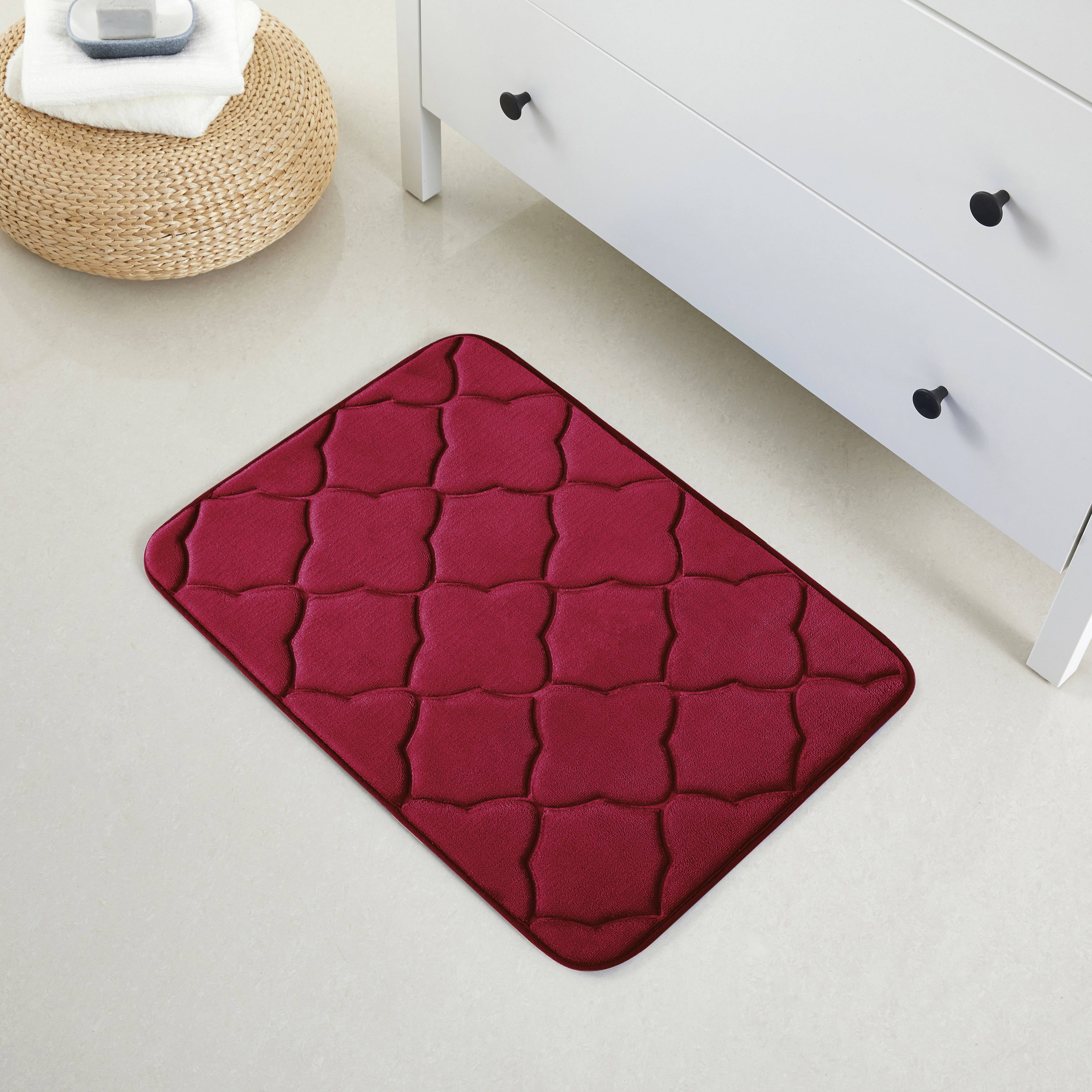 1 Piece Geometric Design Solid Color Memory Foam Rug Set NonSlip PVC