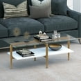thumbnail image 6 of Evelyn&Zoe Otto 47" Wide Rectangular Coffee Table with MDF Shelf, Brass and White Lacquer, 6 of 10
