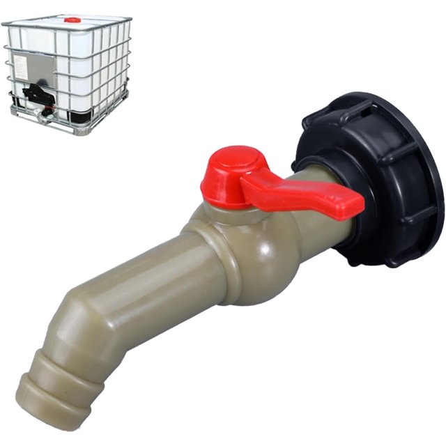 Adaptador de contenedor IBC de 1 pulgada con control de flujo preciso, conector de manguera de jardín de latón a prueba de fugas para tanque de agua de rosca gruesa, silicona antideslizante para un