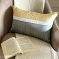 thumbnail image 3 of The HomeCentric Designer Gold 12"x26" (30x65 cm) Lumbar Pillow Cover, Silk Color Blocking & Patchwork Oblong Pillow, Modern Pattern Striped Style - Plush Gold Silk, 3 of 9