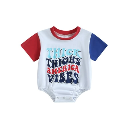 

Coduop Baby Boys Independence Day Bodysuit Romper Short Sleeve Contrast Color Playsuit Jumpsuit