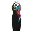 thumbnail image 5 of Usmixi Formal Dresses for Women Night Club Sexy Backless Strap Bodycon Midi Dress Scoop Neck Sleeveless Tie-Dye Print 2023 Summer Knee-Length Dresses Black xxl, 5 of 6