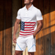 thumbnail image 2 of Eres Más Que una Camisa de Puntuación de Prueba Color Bloqueado Turndown Collar de Bolsillo Y Elástico de la Cintura Shorts Set, Vestido de Verano Casual de Poliéster, 2 of 9