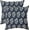 Dark Blue Cream, variant on Blue Green Floral Block Print Pillow Covers 18x18 Set of 2 Chinoiserie Flower Leaves Outdoor Decorative Throw Pillows Farmhouse Pillowcases Linen Cushion Case Decor for Home Sofa Couch Bed