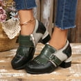 thumbnail image 2 of Leozcaa Bottines pour Femmes à Talon Bas Épais Confortables Bout Rond avec Sangle et Franges, 2 of 8