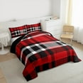 thumbnail image 3 of jejeloiu Red Black Stripes Bedding Comforter Set,Modern Abstract Geometric Twin Comforter Sets,Minimlasim Plaid Grid Bedding Set For Boys Kids,Luxury Bedroom Decor Reversible,2 Pieces, 3 of 8