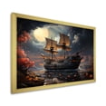 thumbnail image 2 of Designart "Nightly Voyage of the Pirate Ship I" People Framed Wall Art Decor - Modern Black Pirate Hallway Framed Wall Art Decor, 2 of 6