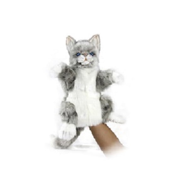 Handcrafted Cuddlers Set of 3 Handcrafted Grey Kitty Hand Puppet Stuffed Animals 11.75"
