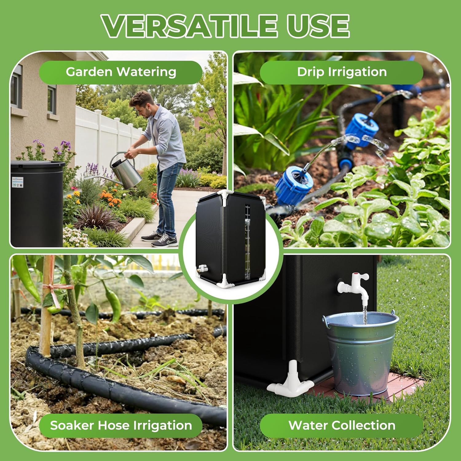 50 Gallon Collapsible Rain , Portable Water Storage  for Garden Irrigation