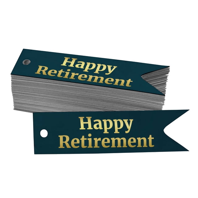 Inkdotpot Pack Of 100 Happy Retirement Favor Paper Tags Craft Real Gold Foil Hang Tags