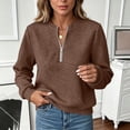 thumbnail image 5 of Nowekniz Womens Half Zip Up Quilted Sweatshirt Lightweight Stand Collar Long Sleeve Shirt Top Loose Trendy Textured Pullover Tops, 5 of 8