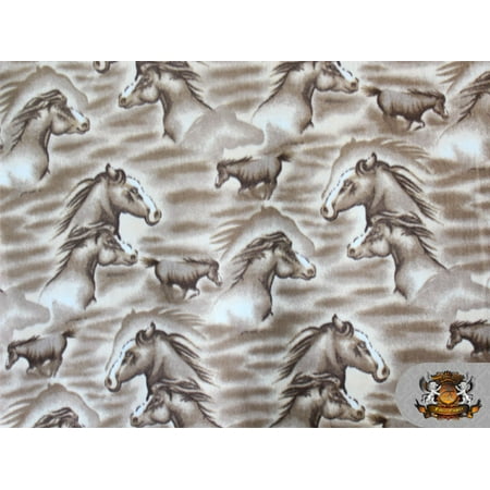 Mountain Horse Diamond Fleece - Fleece Printed Horse *MOCHA Horse* Fabric