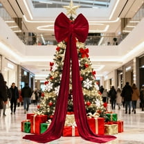 JHEHF Christmas Tree Decoration Large Red Bow Tie Long Ribbon Oversized Holiday Decoration 15.7 X 63 Inch Big Ribbon Party Wall Decor for Room Door Xmas Tree Topper