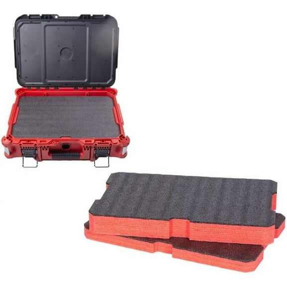Econo Foam Inserts- Fits Milwaukee Packout  48-22-8424 (2 Piece Foam Kit) Black/Red