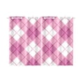 thumbnail image 3 of MKHERT Diagonal Plaid Pattern in Pink Window Curtain Kitchen Curtain 26x39 inch,Two Piece, 3 of 3