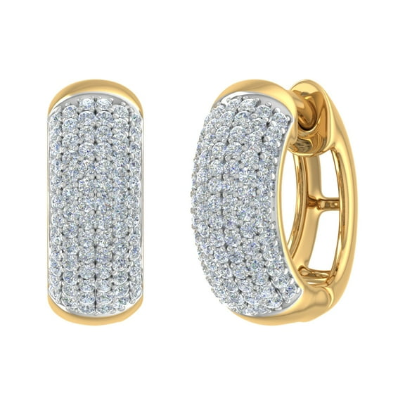 1/2 Carat Diamond Hoop Earrings in 14K Yellow Gold (I1-I2 Clarity)
