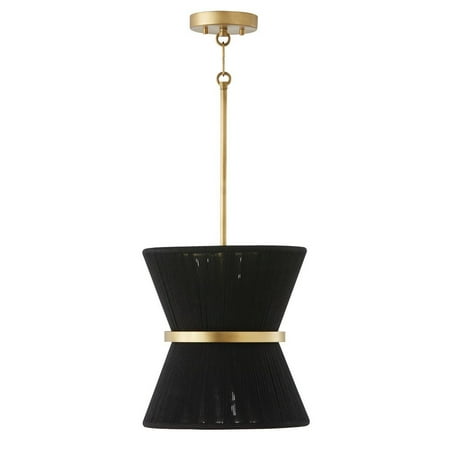 Capital Lighting - Cecilia - 1 Light Pendant-Black Rope/Patinaed Brass Finish