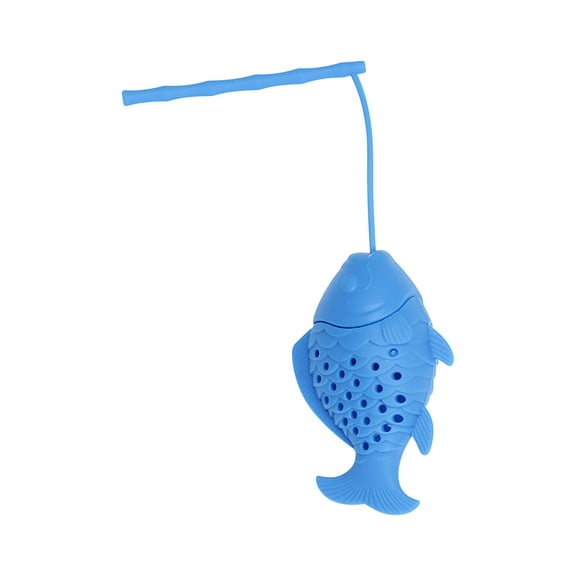 Fish-Shaped Silicone Tea Strainer - Reusable Loose Leaf Infuser with Long Handle, 8x5cm, Multi-Color