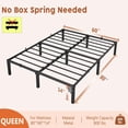 thumbnail image 2 of 14-pulgada heavy-duty metal queen marco de cama: negra platform con iron slat support, no box spring, 800lbs capacity, 2 of 6