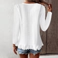 thumbnail image 4 of Women Blouses Striped Sleeve plus Size Long Sleeve Tops Fancy T Shirts Women Back V Neck Shirt Running Cold Shirt Fitting Long Sleeved Sleeved T Shirts Womens Button up White L, 4 of 6