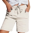 thumbnail image 3 of Cotton Linen Shorts for Women JIANLAI Cotton Linen Knee Length High Waisted Baggy Shorts with Pockets Summer Casual Lounge Outfits 3XL-5XL Beige, 3 of 6