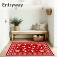 thumbnail image 3 of ODIKA 8'x10' Machine Washable Non-Slip Area Rug, Festive Snowflake Wonderland Holiday Accent With Elegant Deer Motif High Traffic Rug, Red, 733021, 3 of 7