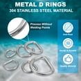 thumbnail image 4 of Uxcell 0.8" Metal D-Rings, 8 Pcs 304 Stainless Steel D Ring Welded Solid for Belts Dog Collars, 3x15mm, 4 of 6
