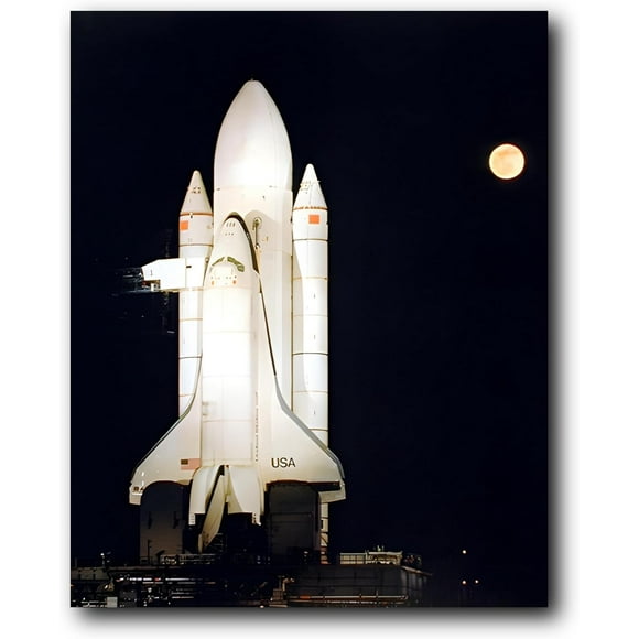 Motivational Wall Decor Picture - NASA Space Shuttle Night Moon Astronaut Rocket Science Educational Art Poster 8*12inch