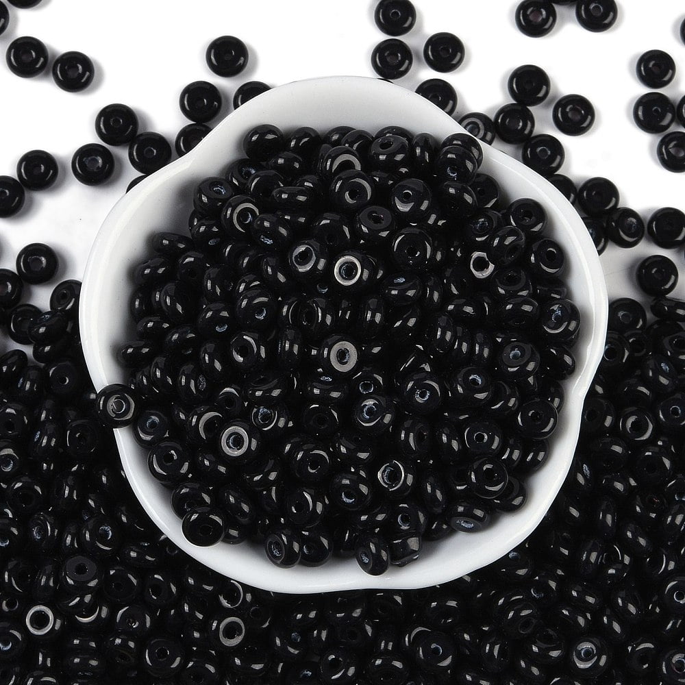 Transparent Colours Glass Seed Beads Donut Black 6.5x3mm Hole: 1.8mm about 1363pcs/pound