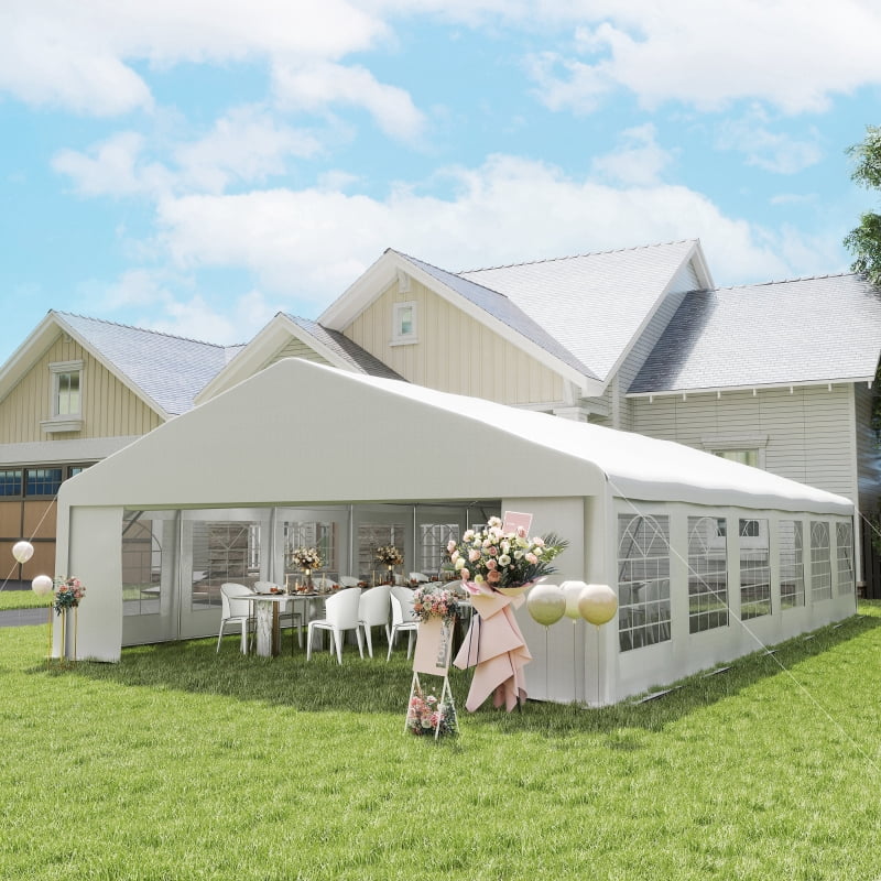 Alvantor Large Outdoor Carport Canopy Tent with Removable Sidewalls & Windows, Heavy Duty Party Shelter 23x39' White