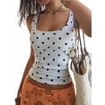 thumbnail image 3 of Women'S Square Neck Sleeveless Polka Dot Print Tank Tops Basic Tight T Shirts White S, 3 of 9