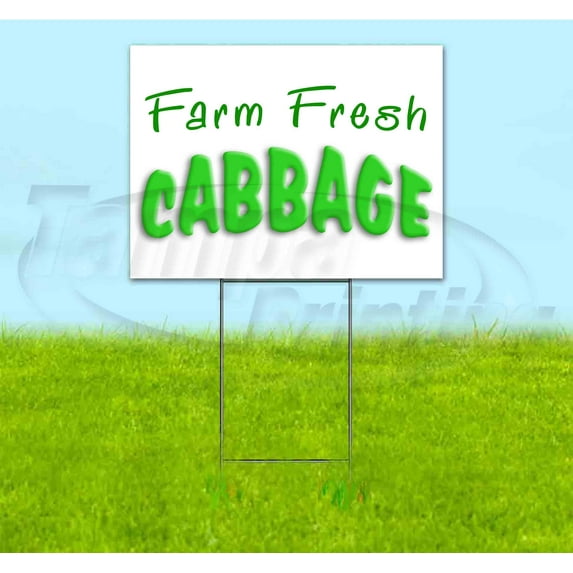 Farm Fresh Cabbage (18" x 24") Yard Sign, Includes Metal Step Stake