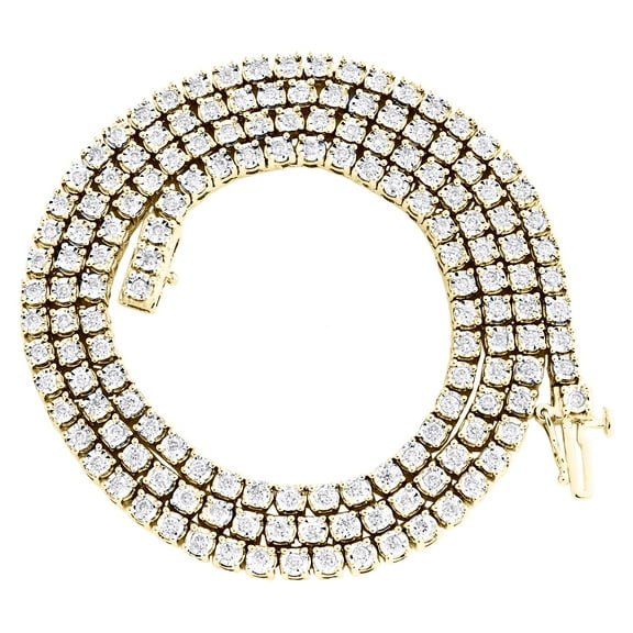 10K Yellow Gold 1 Row Diamond Tennis 3.25mm Choker Chain 18" Necklace 2.75 CT.