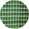 thumbnail image 1 of Ahgly Company Machine Washable Indoor Round Checkered Turquoise Blue Modern Area Rugs, 7' Round, 1 of 4